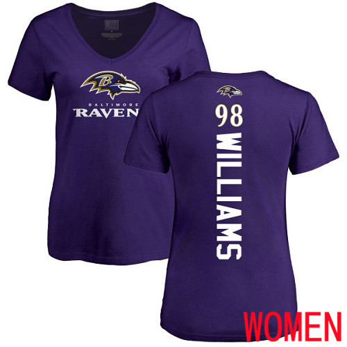 Baltimore Ravens Purple Women Brandon Williams Backer NFL Football #98 T Shirt->women nfl jersey->Women Jersey